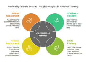 A diagram to show the purpose and options of life insurance has to offer